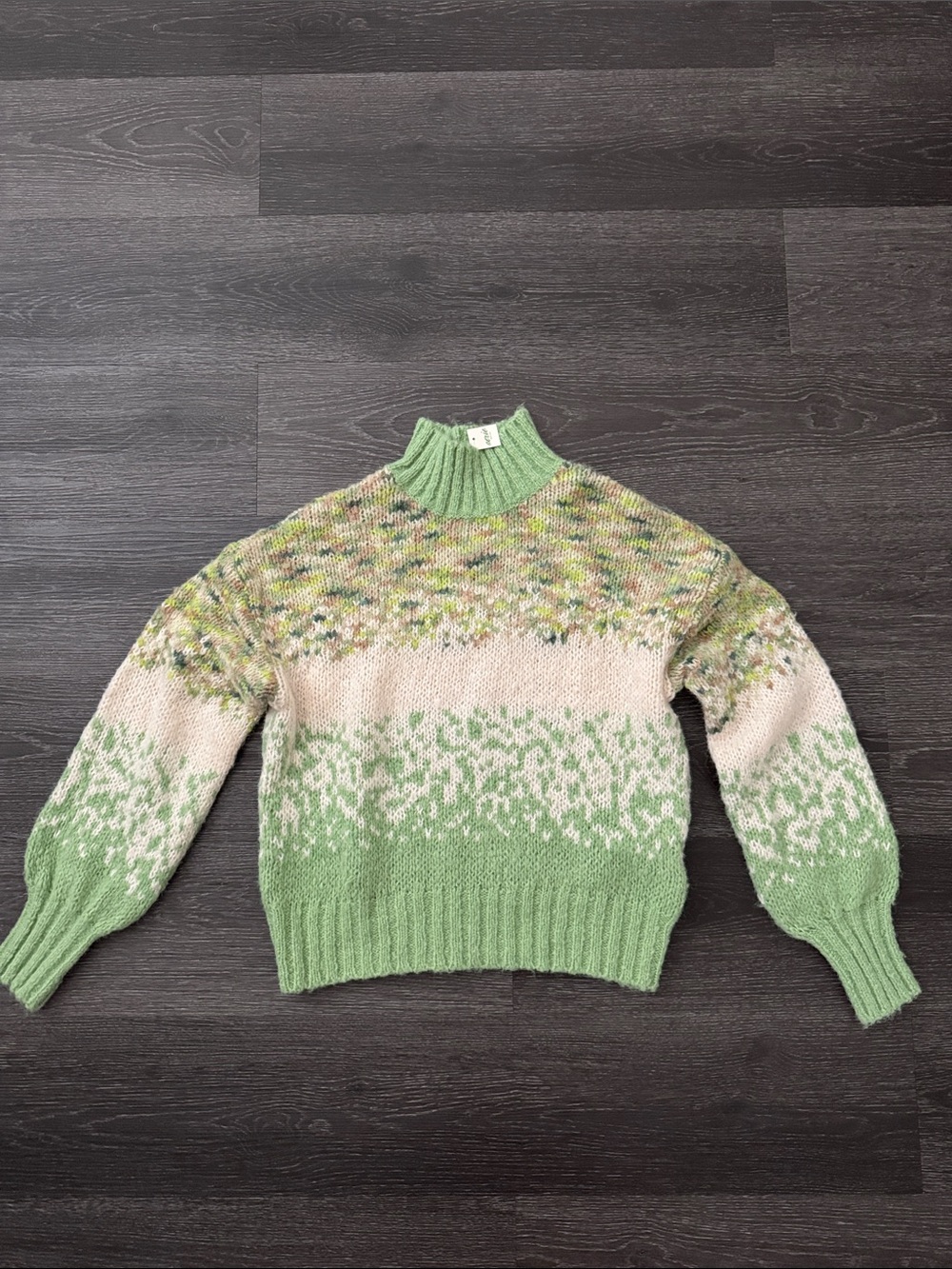 aerie Green & Cream Speckled Turtleneck Sweater
